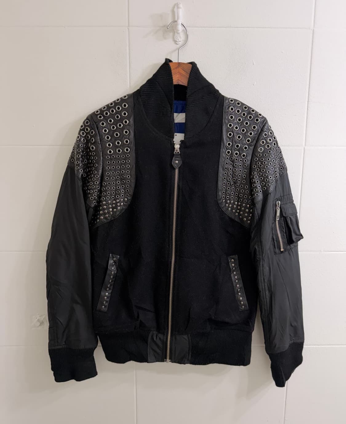 빈티지 펑크 아일렛 작사 항공점퍼 스터드 상품이미지2