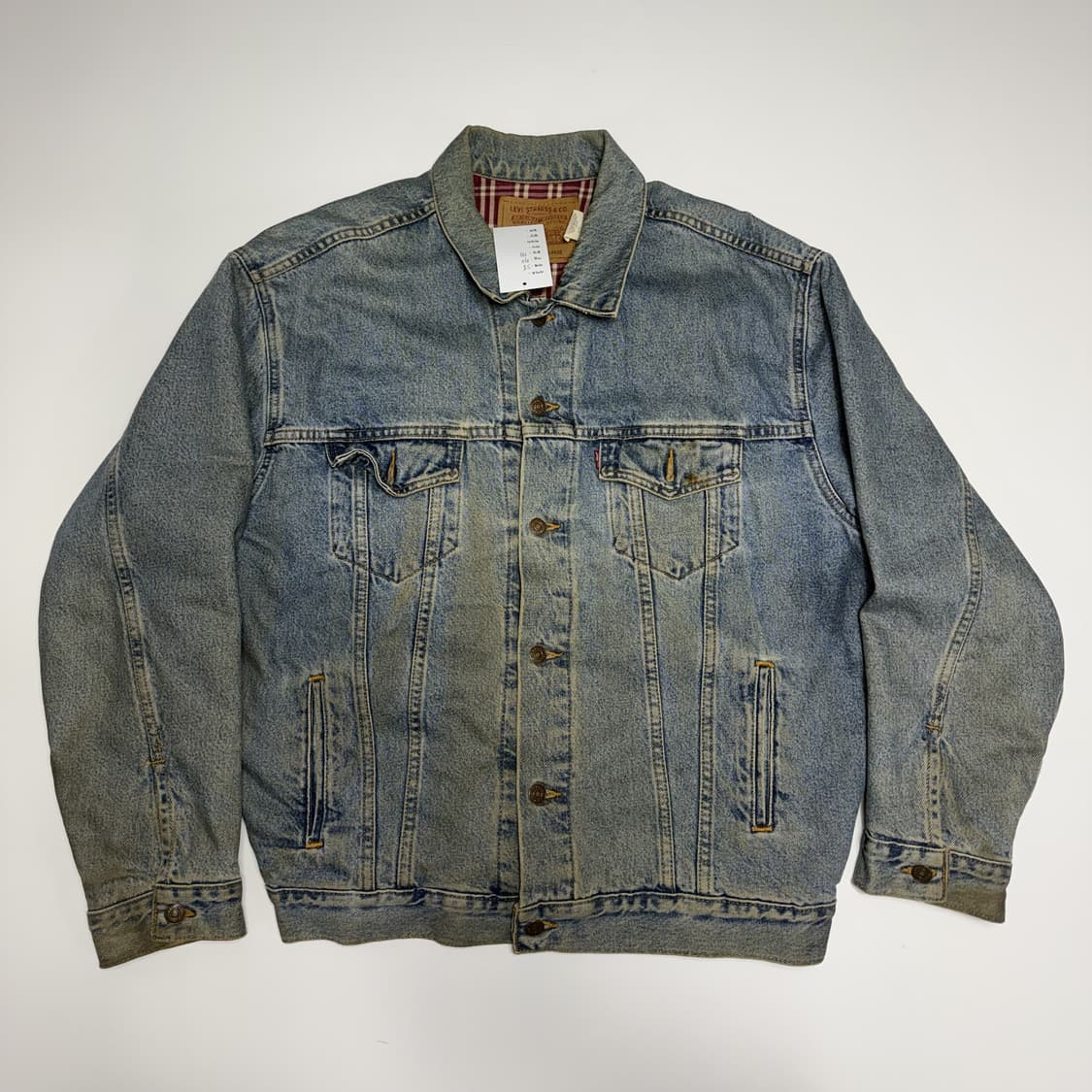 90s 리바이스 더티워싱 체크라이닝 데님 트러커자켓  상품이미지1