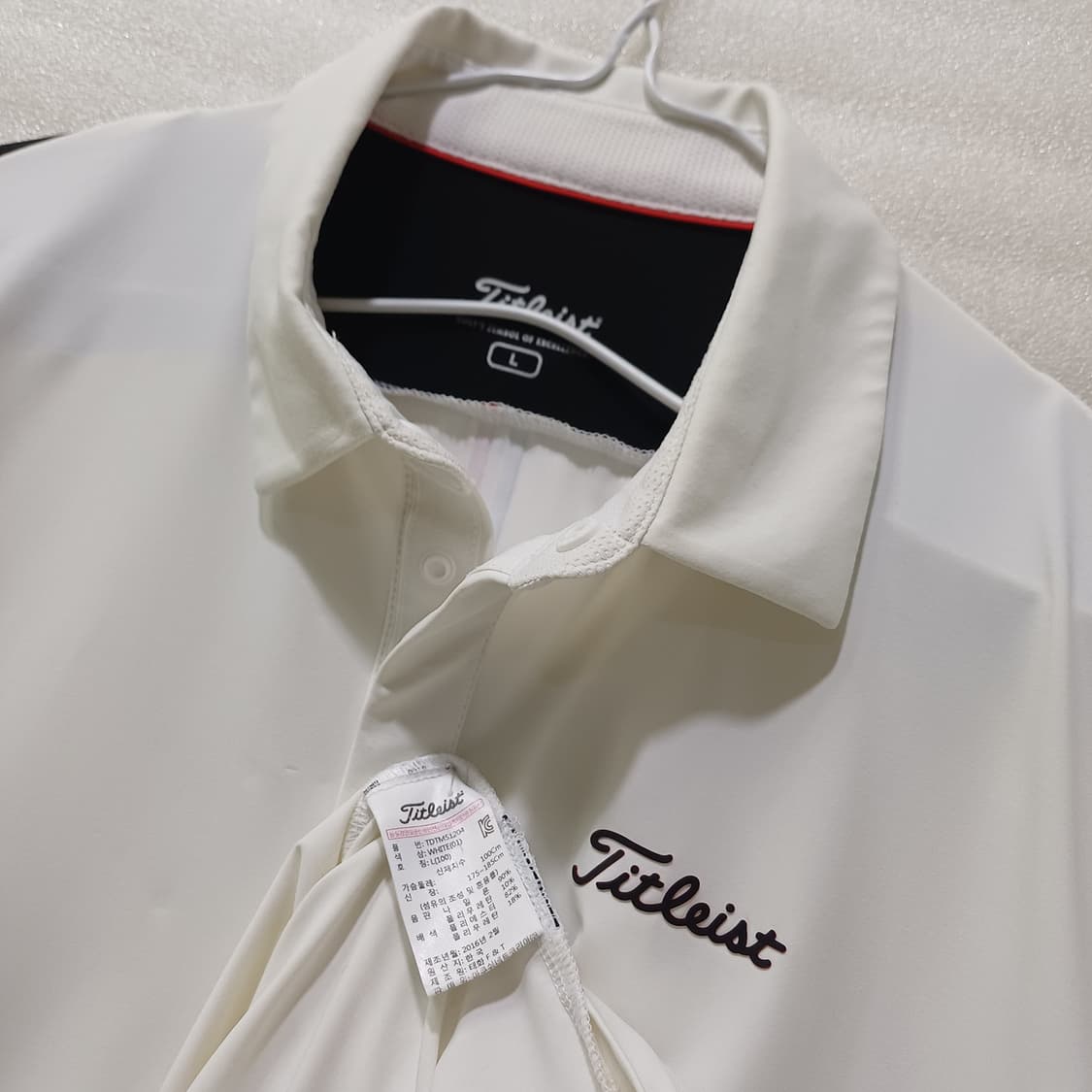 타이틀리스트 골프 카라 반집업 반팔 티 남성 L 스판 흰색 사랑봉봉 상품이미지4
