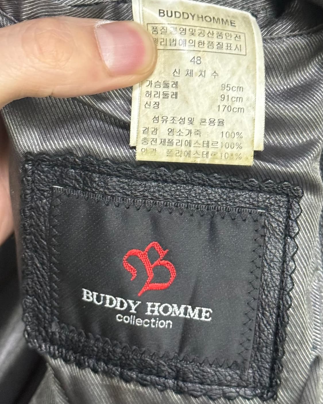 버디 옴므 염소 가죽 레더 자켓 지퍼 락시크 고스 펑크 라이더 바이커 상품이미지6