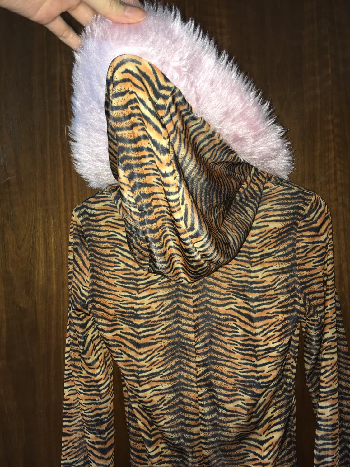 갸루 타이거 프린트 바디수트 레그워머 세트 상품이미지3