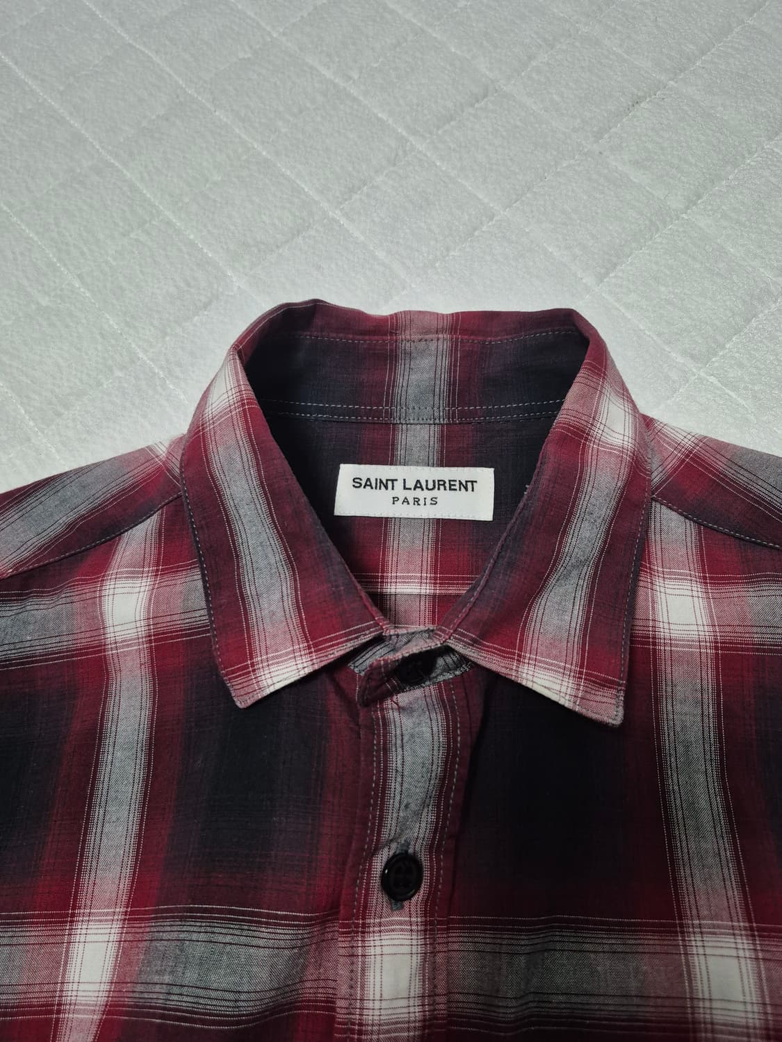 생로랑 14시즌 레드/블랙 타탄 체크 셔츠 남성 95~100사이즈 상품이미지4