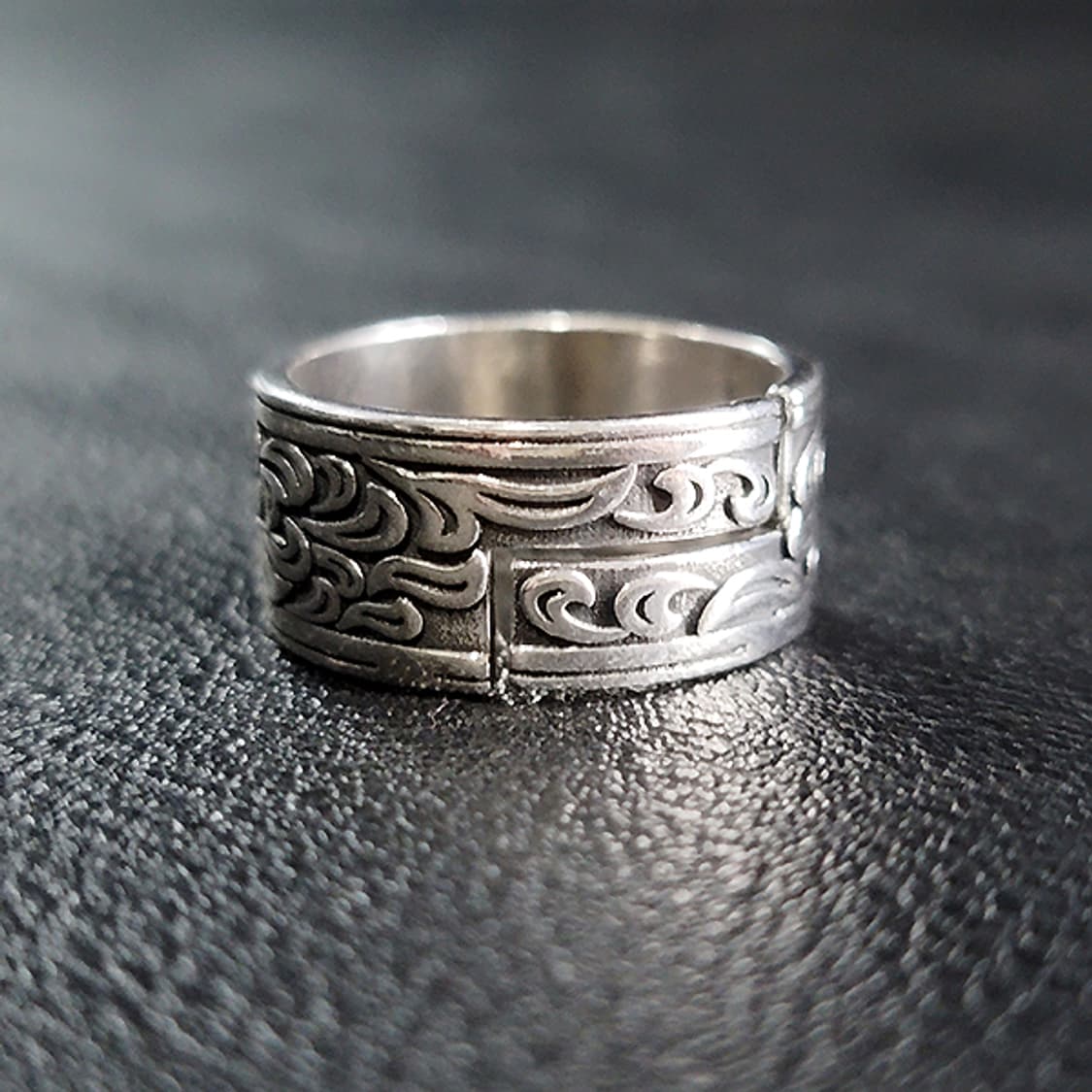 Ecliptor 실버 남자 엔틱 빈티지 명품 흑요석 날개 독수리 반지 상품이미지4