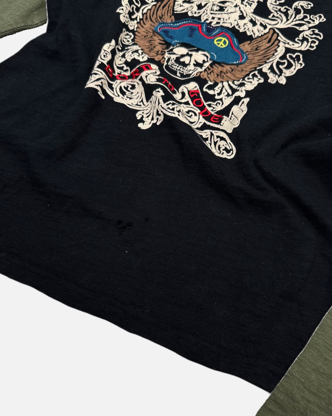 patch skull khaki raglan t 상품이미지4