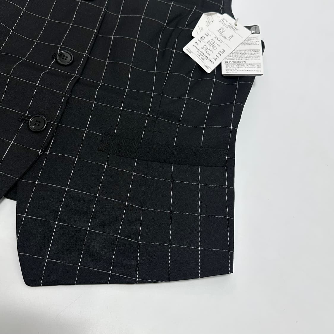 Japanese vintage 블랙 체크 베스트 조끼 자켓 (새상품) 상품이미지3