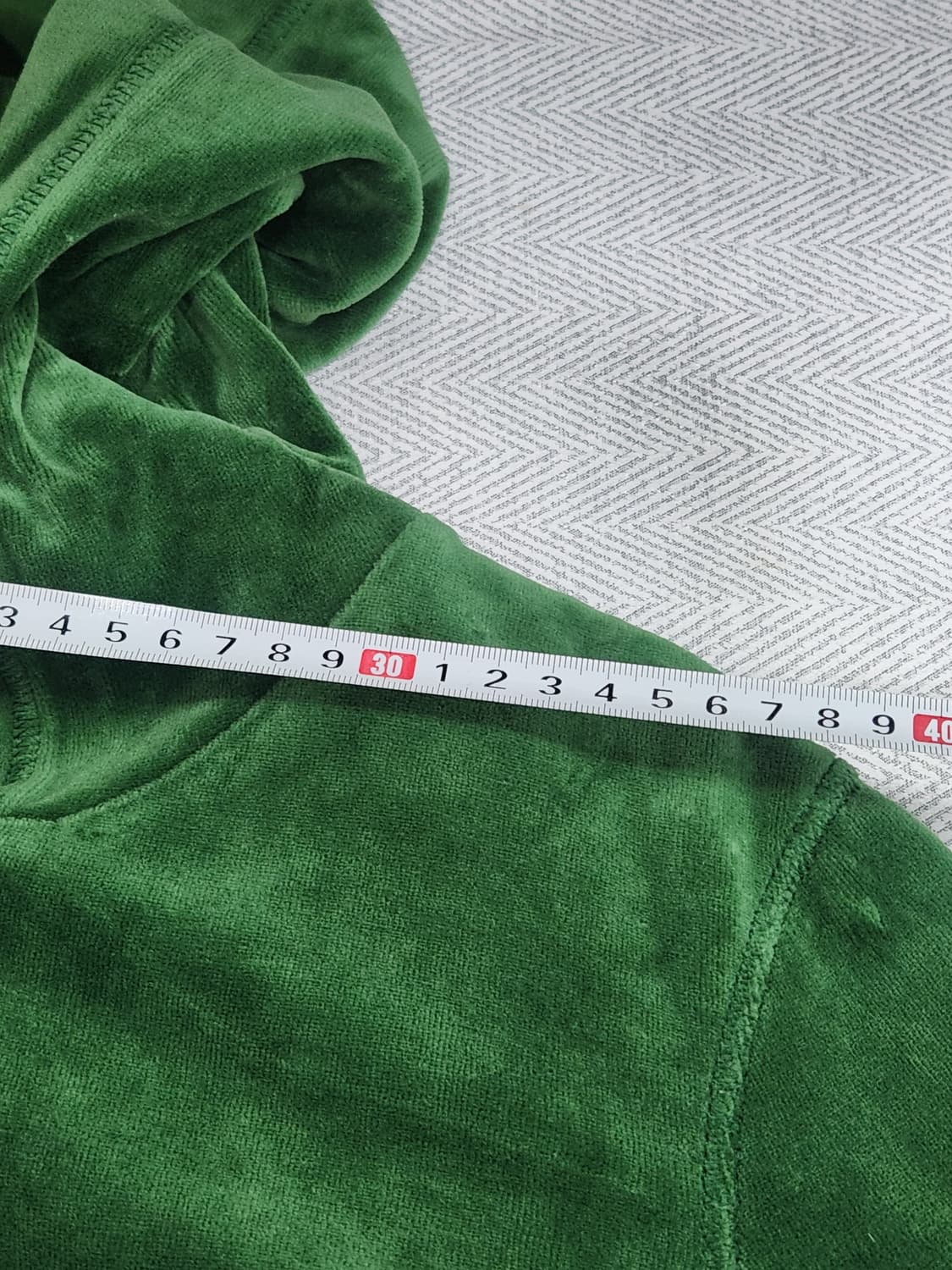 [M] 메들린 벨벳 왕관 큐빅 후드집업 M 그린 상품이미지10