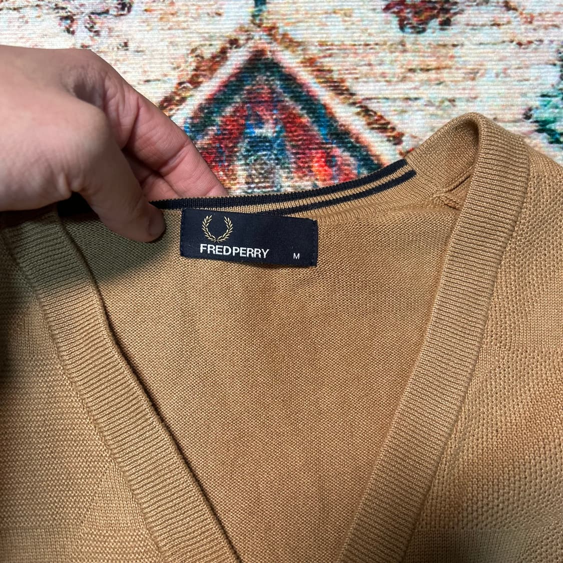 [M] 프레드페리 다이아몬드 패턴 가디건 상품이미지3