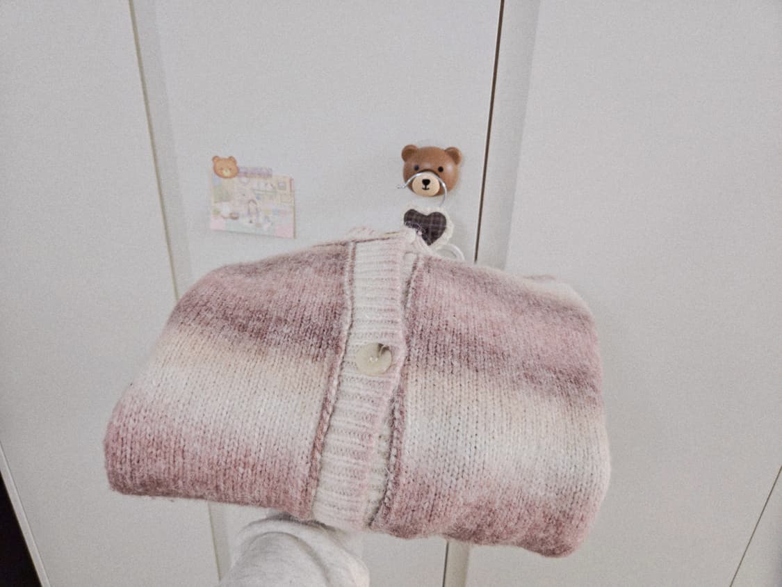 빈티지 모리걸 핑크 그라데이션 니트 가디건 상품이미지8