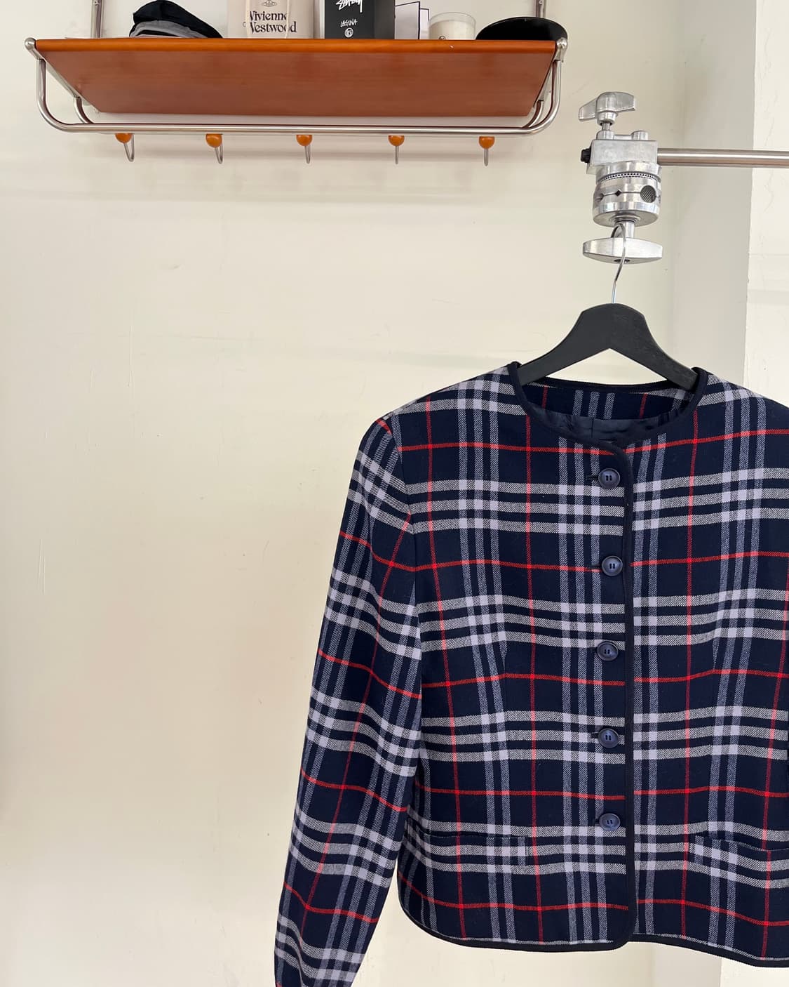 버버리 블루 플라드 울 자켓 상품이미지3