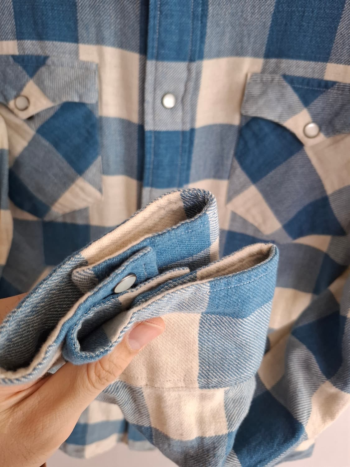 M RRL 플래드 트윌 블루 화이트 체크 웨스턴 셔츠 상품이미지4