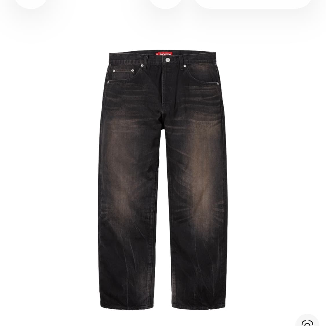 슈프림 디스트레스드 루즈 핏 셀비지 진 워시드 블랙 - 25SS 38 상품이미지1