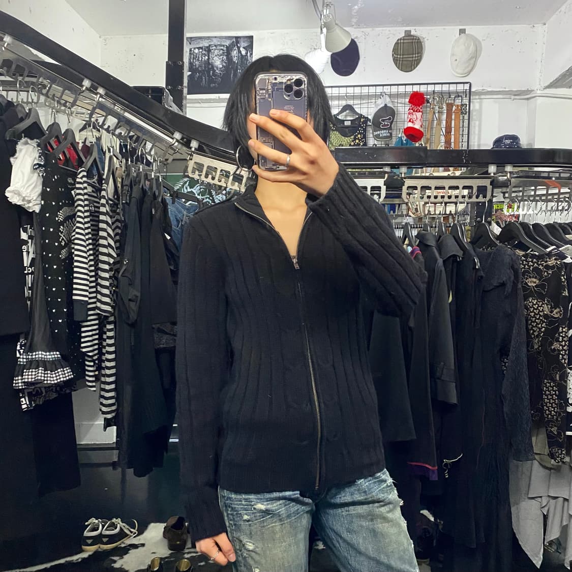 Nil noute 견장 니트집업 상품이미지1