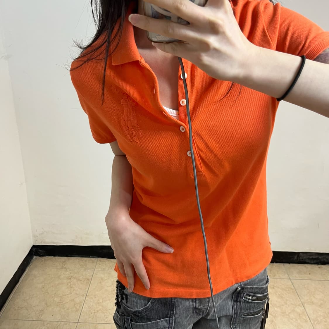 Polo Orange big pony collar T shirt 상품이미지3