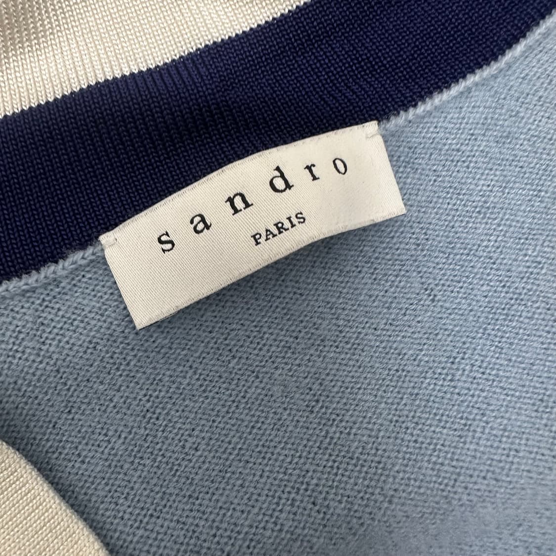 Sandro 산드로 V넥 여성 캐시미어 니트 하늘색 상품이미지5