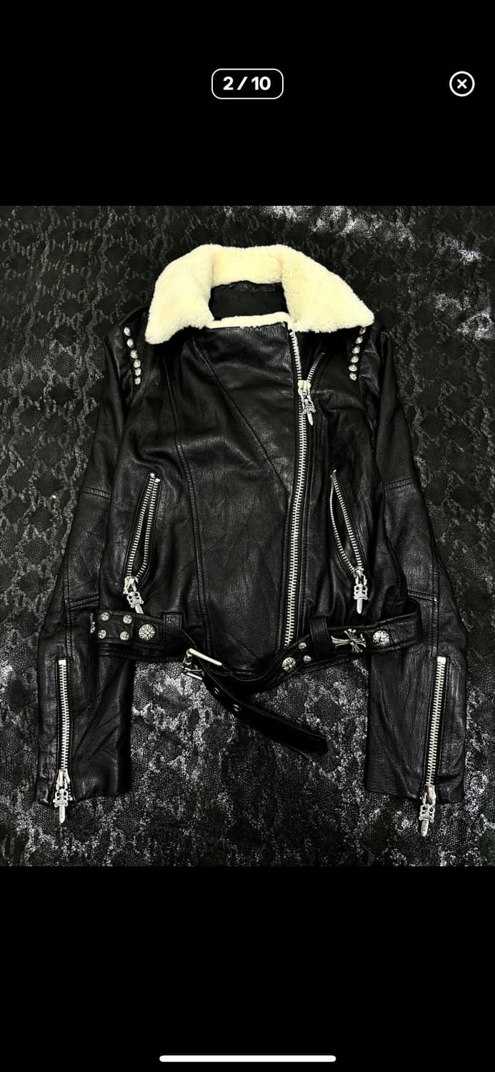 크로스 패치 사이드지퍼 레더자켓 상품이미지1