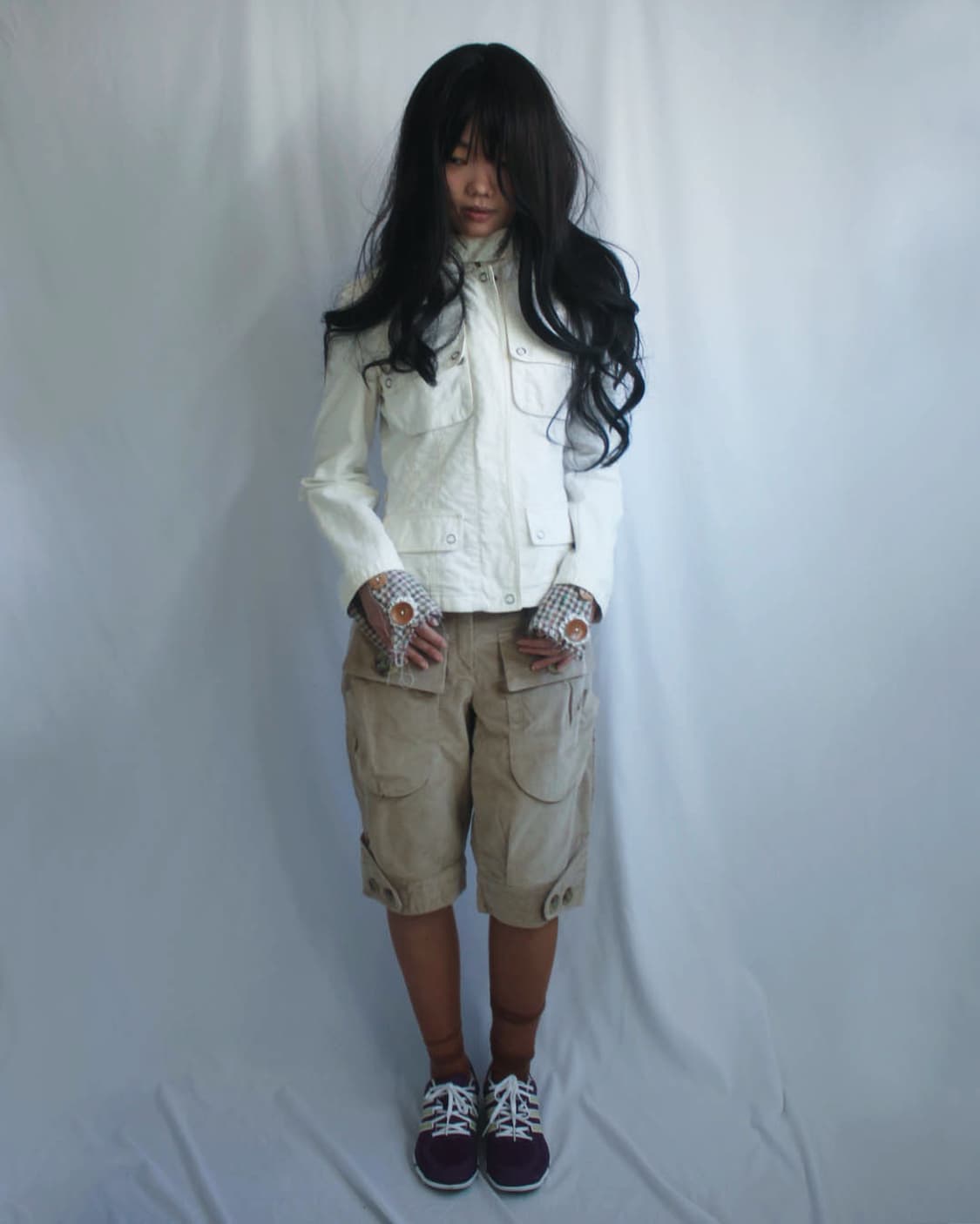 White-ivory biker panel cotton jacket 상품이미지8