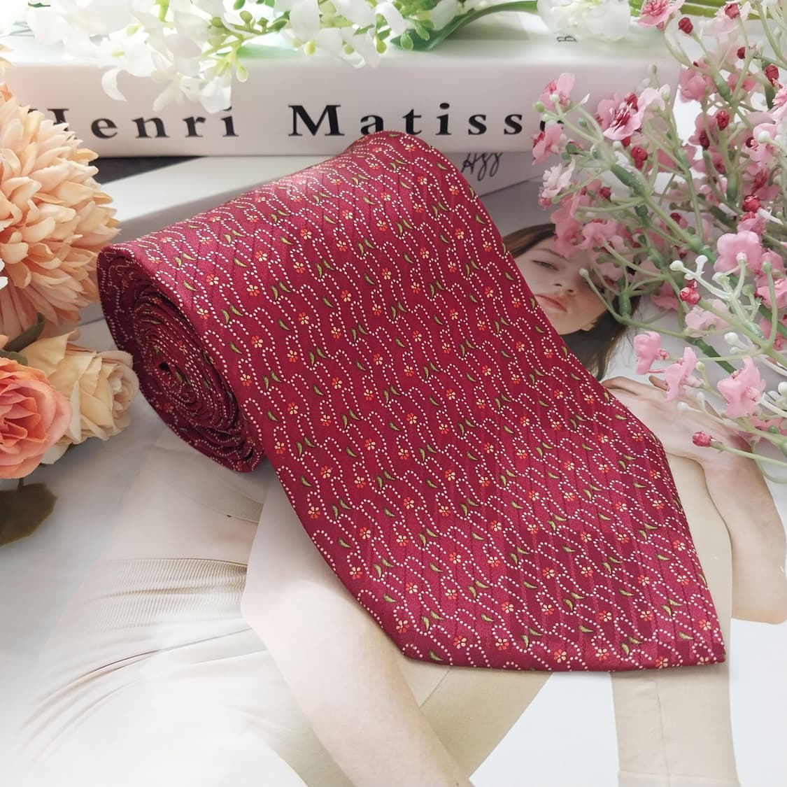 발망 실크 미니 플로럴 지오메트릭 넥타이 9.9cm A+등급 K1602
 상품이미지2