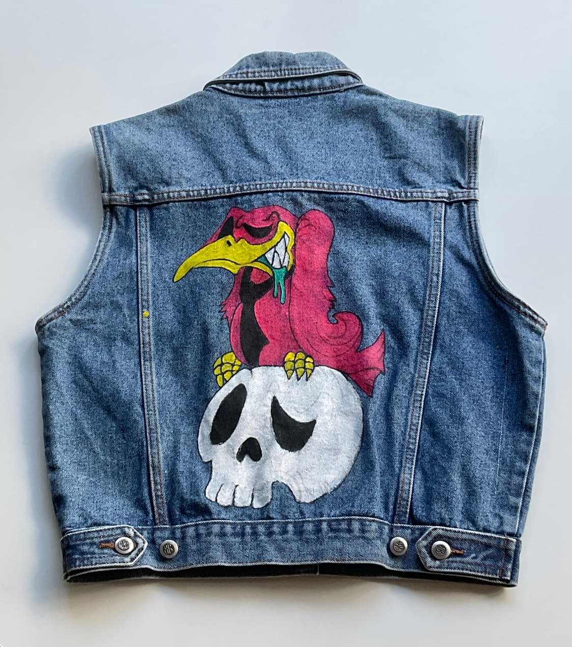 Bill Blass 핸드페인팅 커스텀 데님 베스트 M 상품이미지1