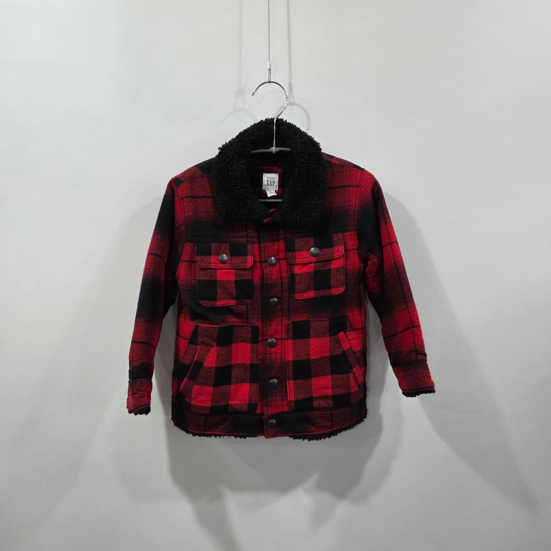 갭 베이비 체크 쉐르파 자켓 3Y 상품이미지1