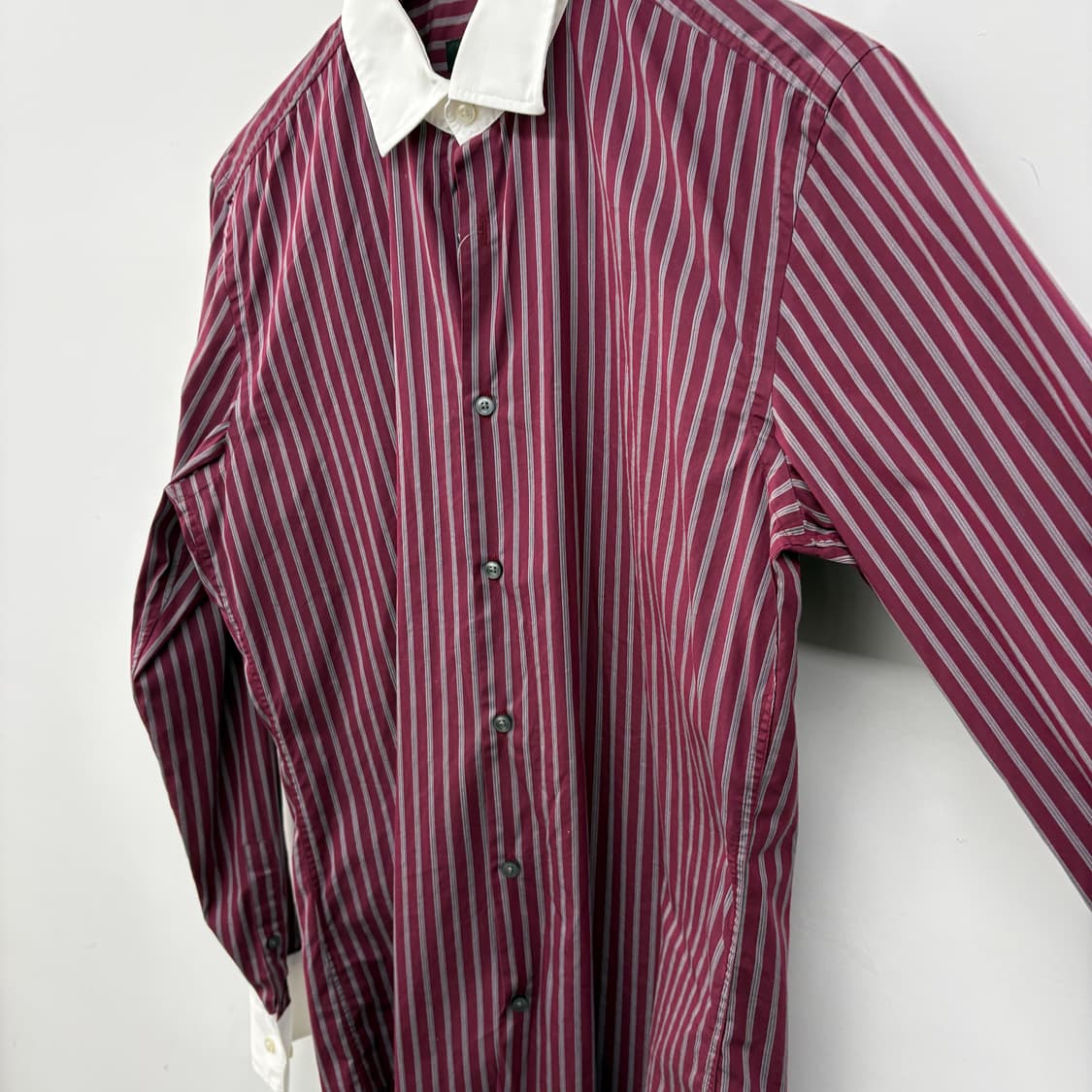 BOSS 버건디 스트라이프 셔츠 남성 M 상품이미지3