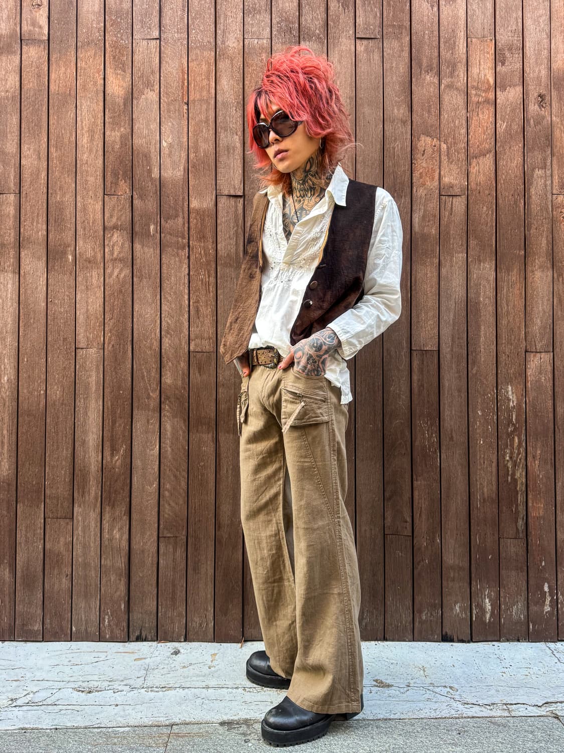 Brown linen Bootcut Pants 상품이미지1