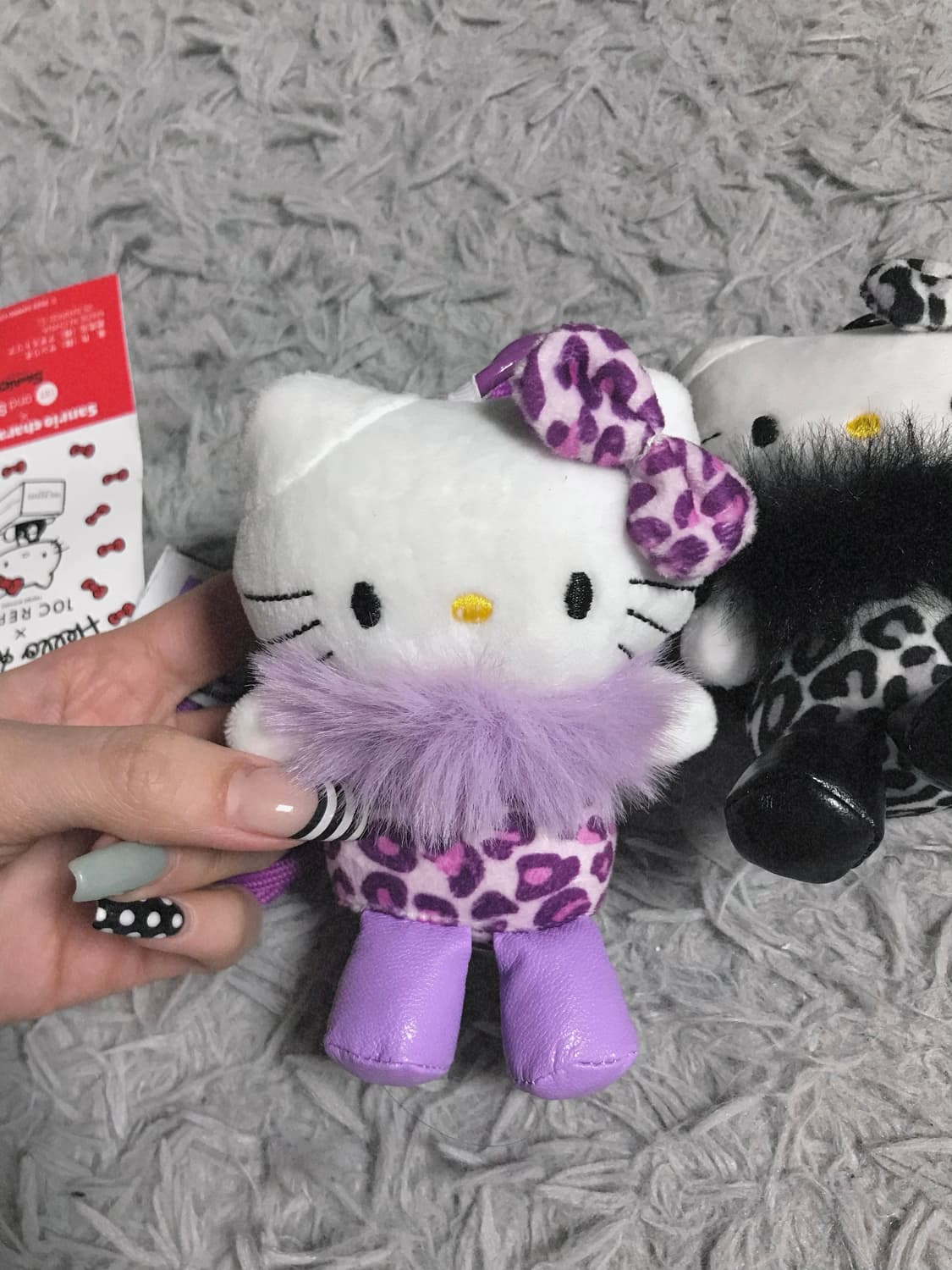고전 호피 갸루키티 산리오 정품 헬로키티 레오파드 키링 양도 퍼플 핑크 상품이미지3