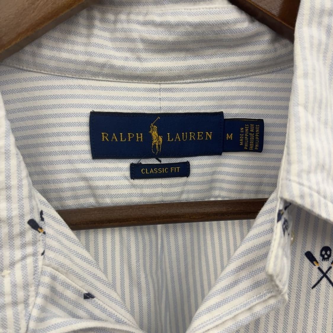 폴로 랄프로렌 럭비 해골패턴 클래식 핏 스트라이프 셔츠 M C06454 상품이미지5