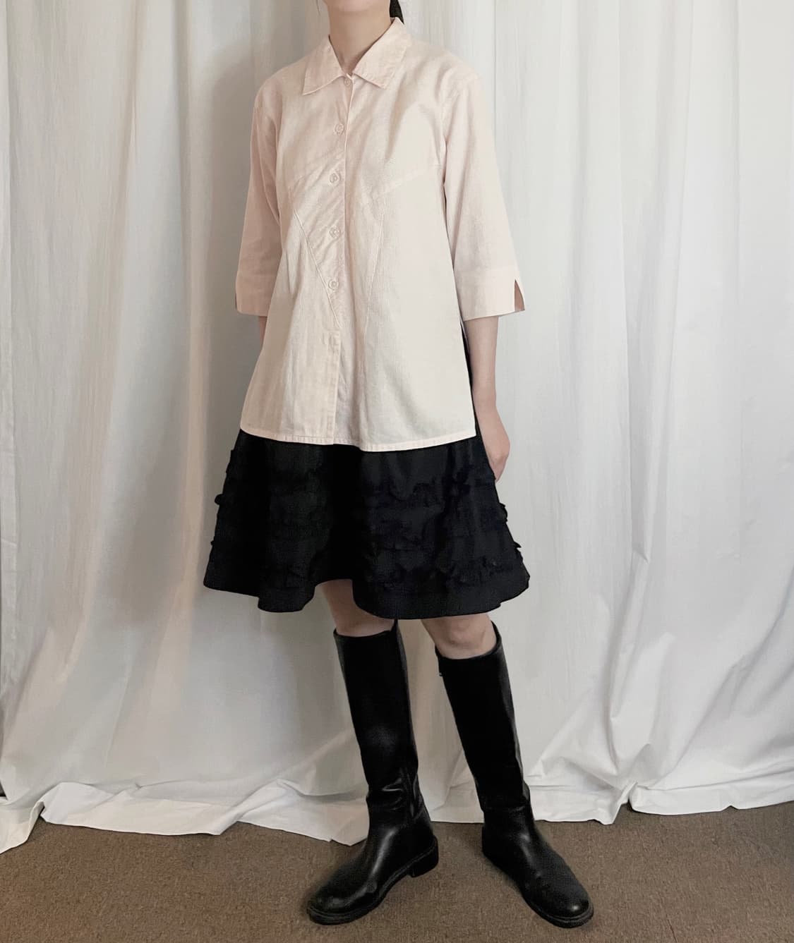Line Point 3/4 Sleeve Shirt 상품이미지3
