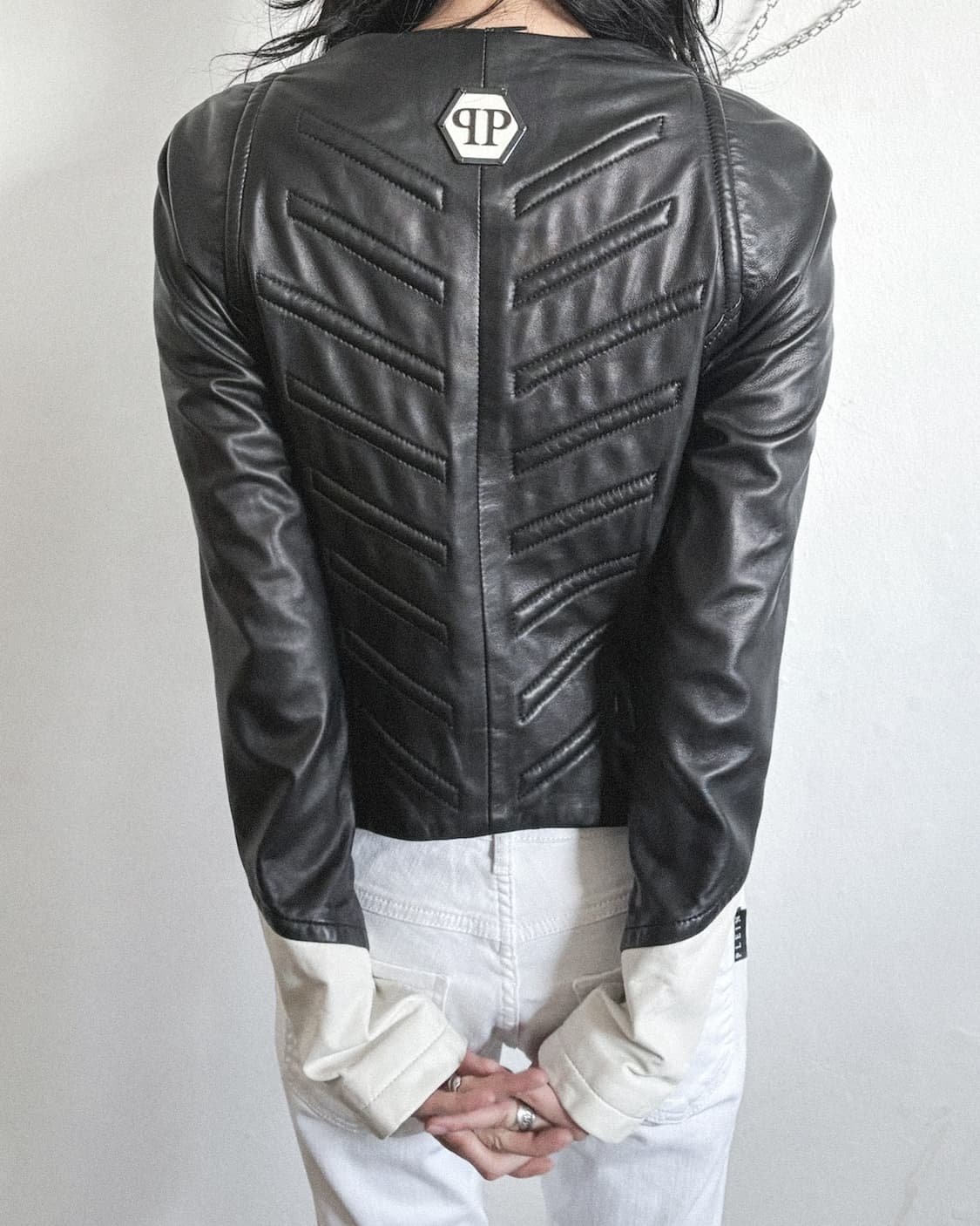 필립플레인 오피움 백패널 램스킨 라이더자켓 상품이미지2