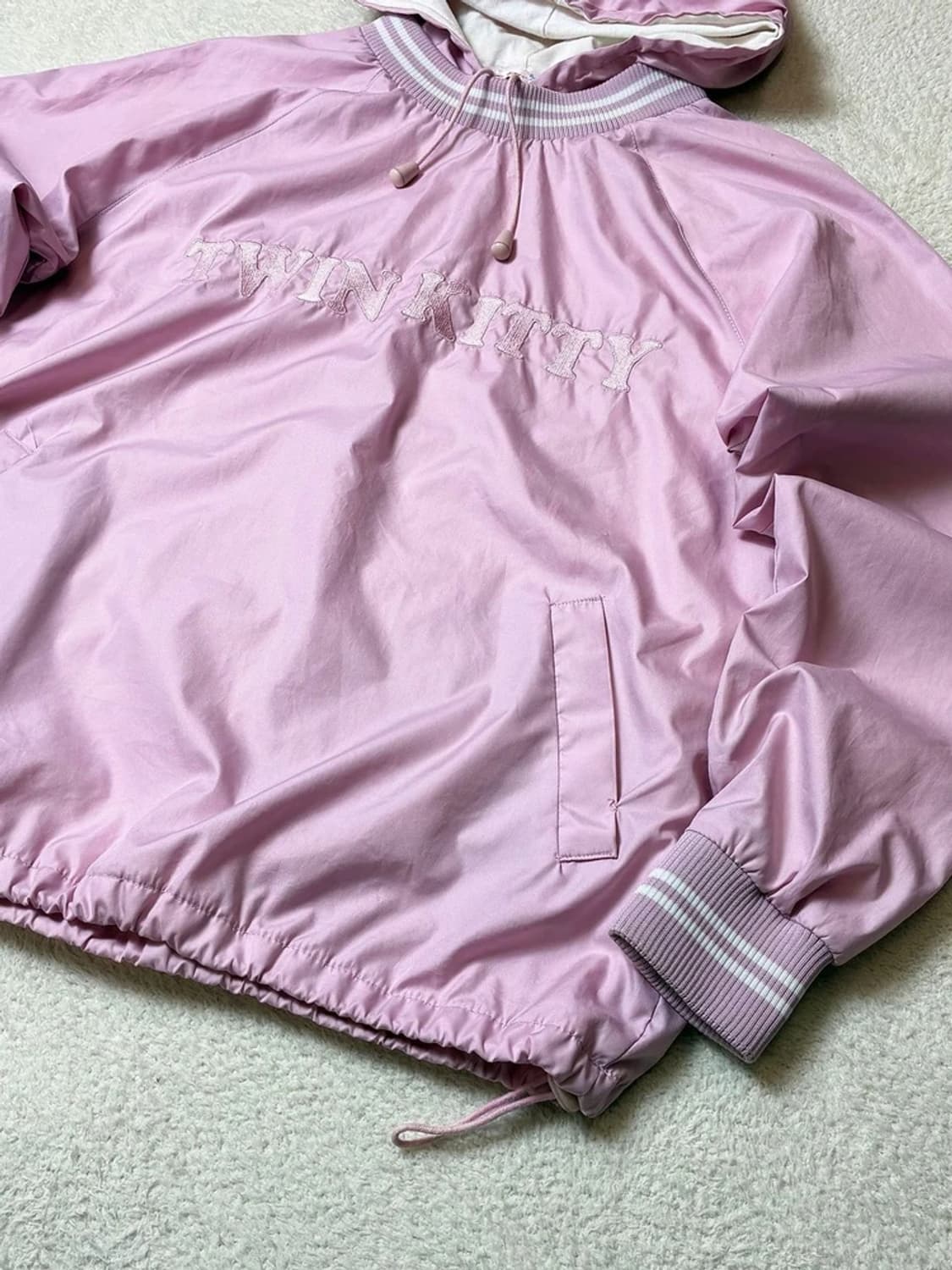 키티 00's 소프트 핑크 윈드 웜업 후드티 PN6313 상품이미지4