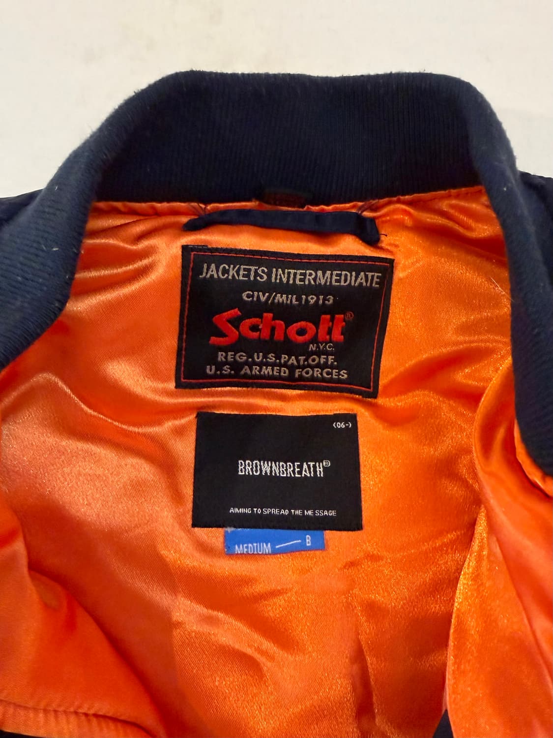 쇼트 X 브라운브레스 MA-1 스카쟌 봄버자켓 네이비 상품이미지5