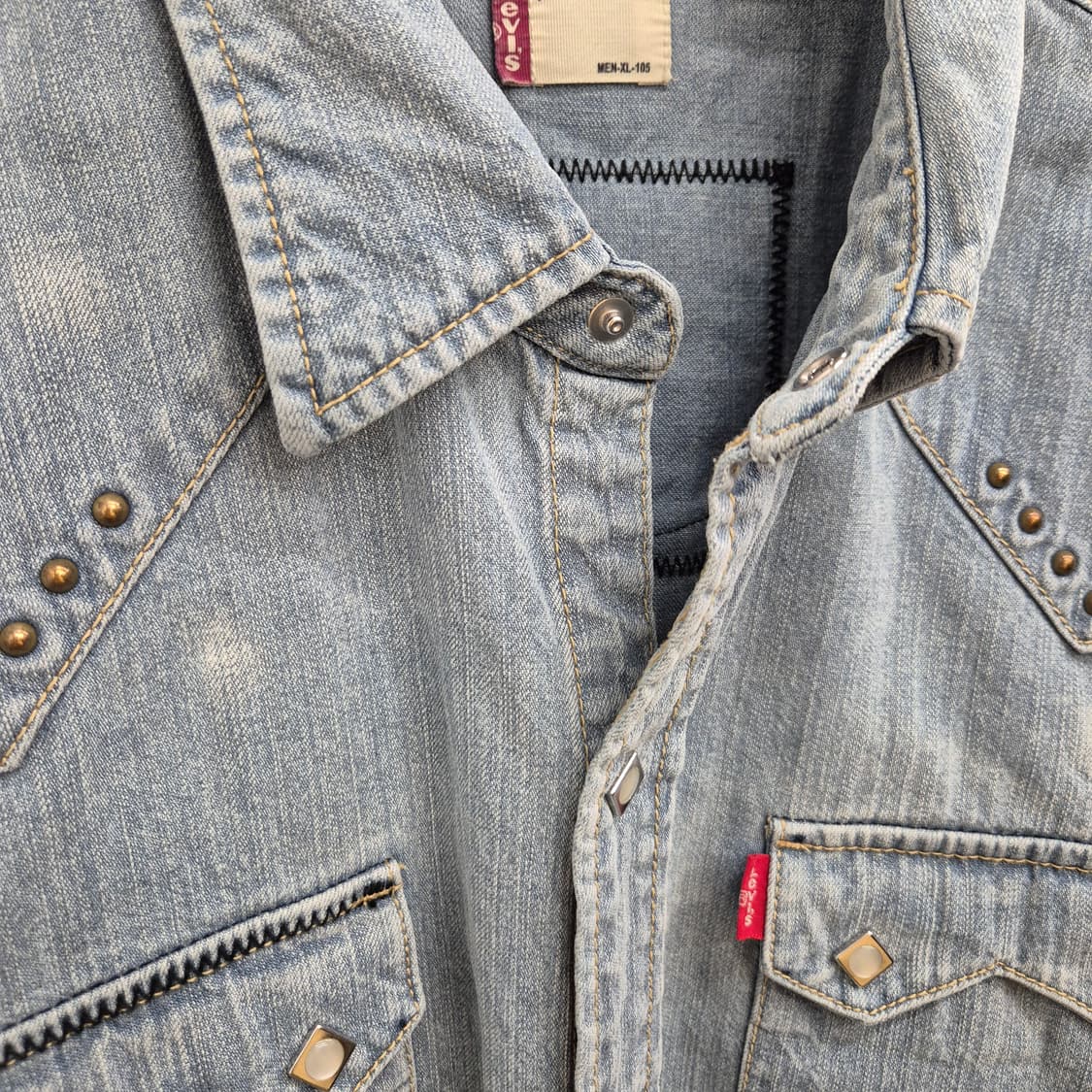 리바이스 메탈 스터드 데님 웨스턴 셔츠 XL 상품이미지3