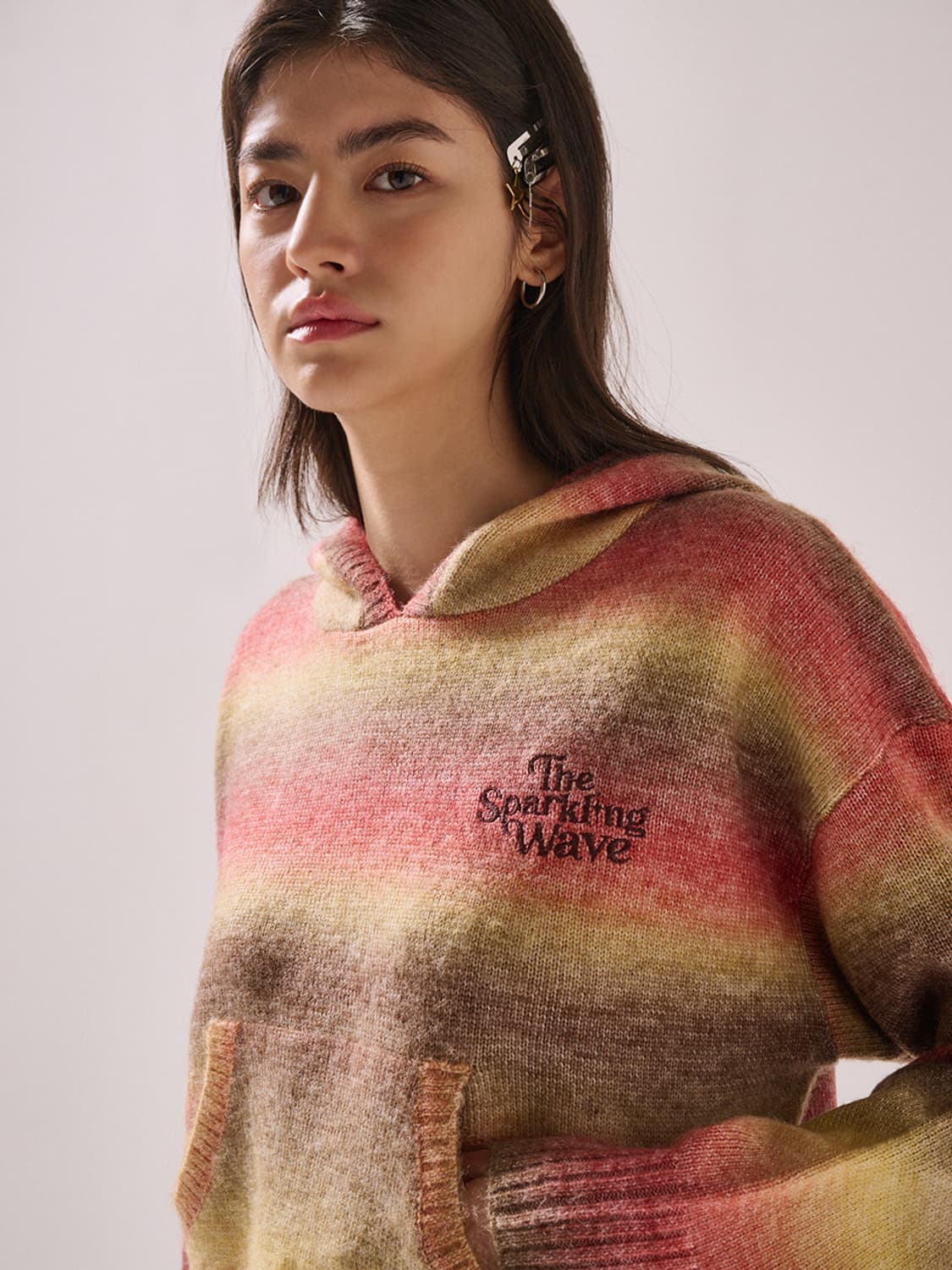 Gradation Knit Hoodie Brown 상품이미지5