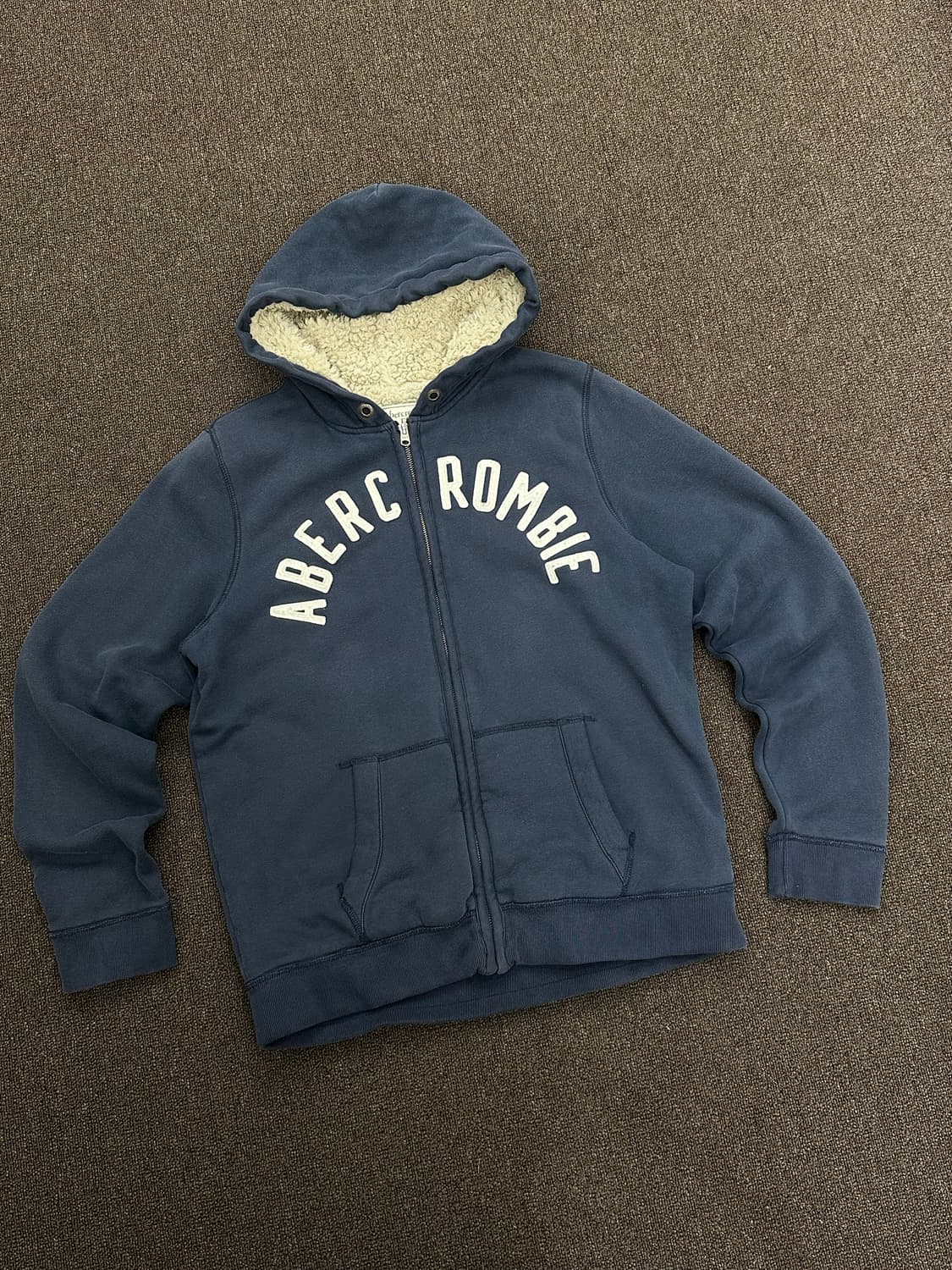 L)아베크롬비 빈티지 네이비 플리스 후드집업 상품이미지2