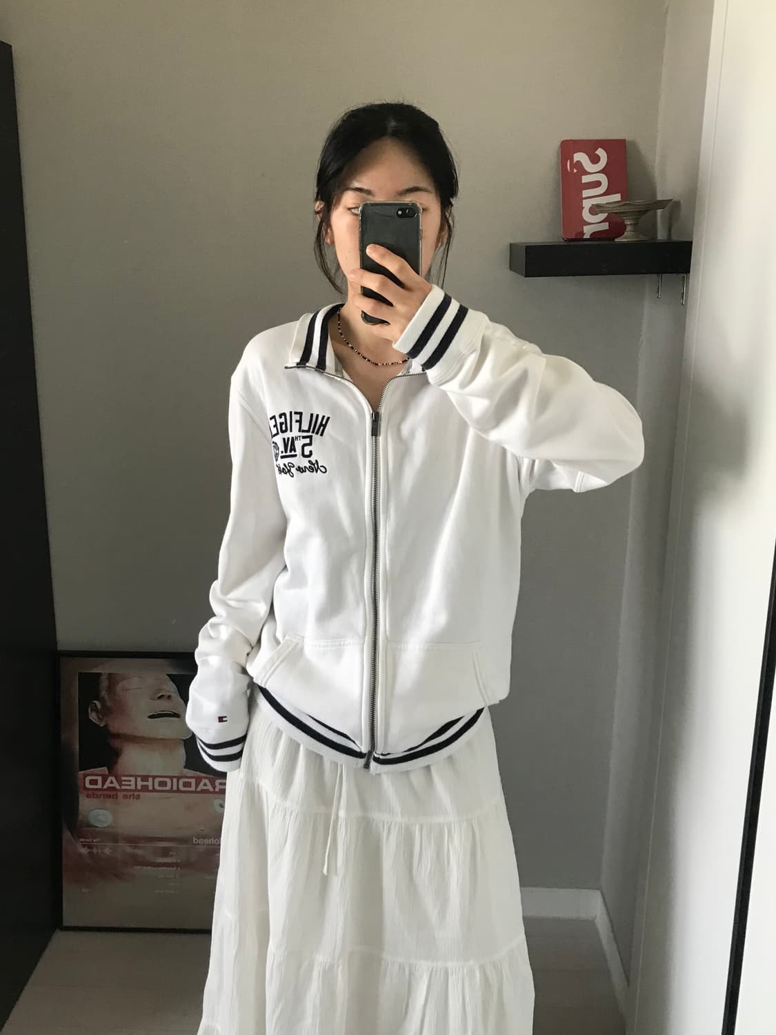 타미힐피거 자수 로고 화이트 면집업 상품이미지5