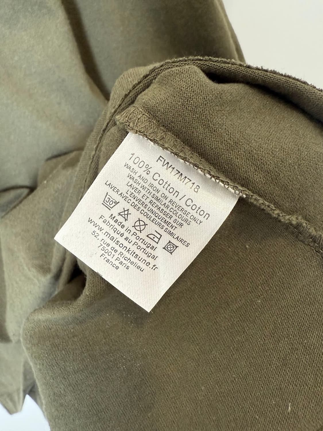 메종키츠네 폭스헤드 반팔티 카키 상품이미지3