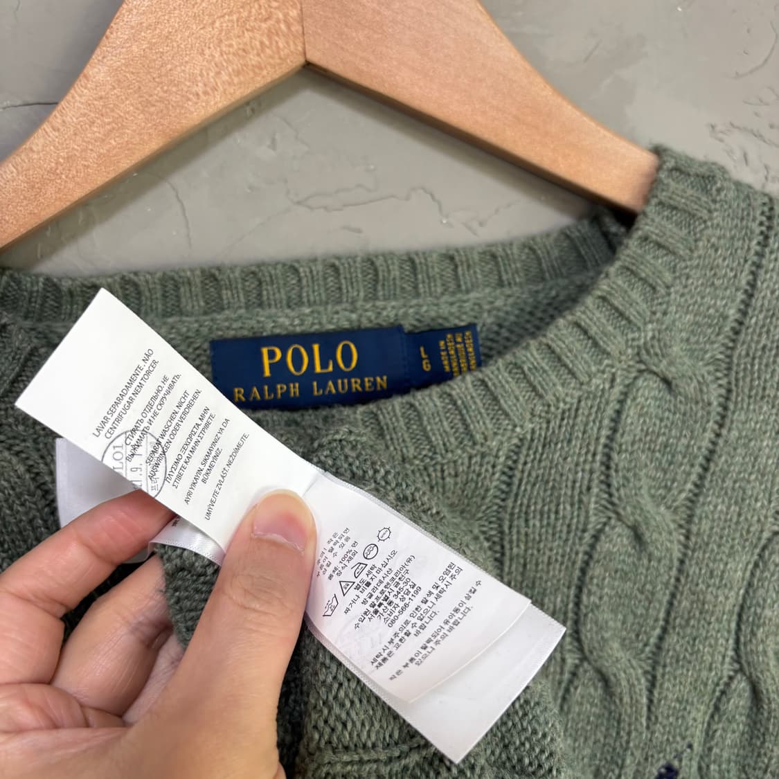 폴로 랄프로렌 꽈배기 니트 세이지 카키 상품이미지3