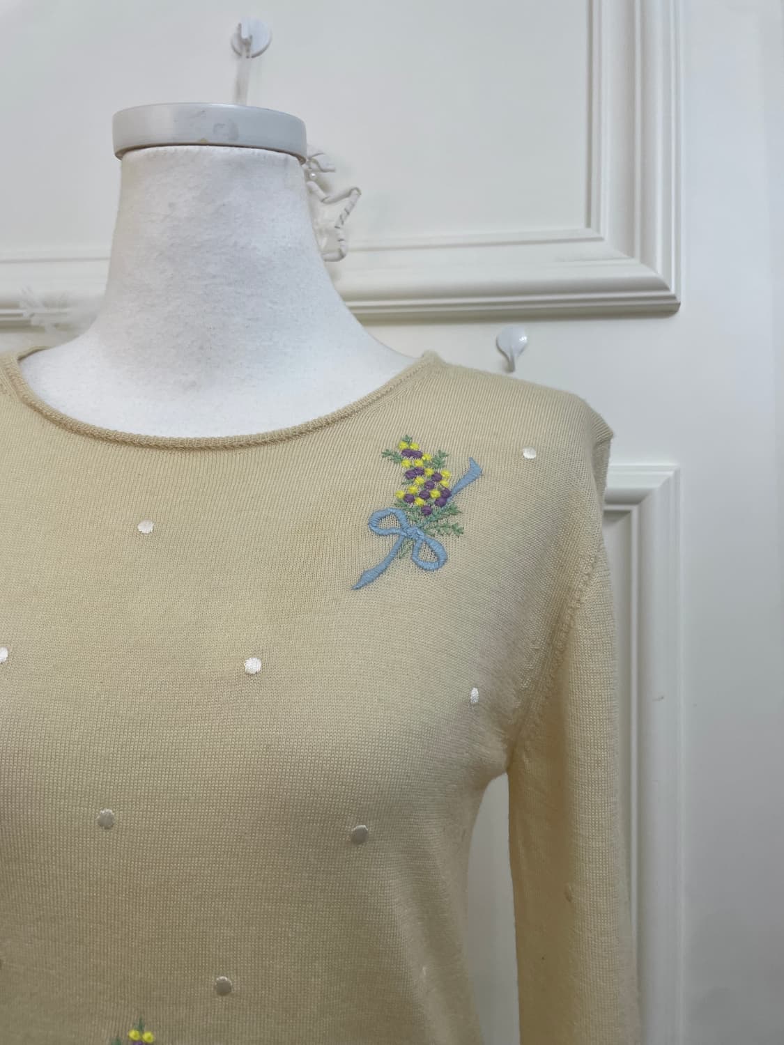 butter beige dot flower embroidery knit 상품이미지7