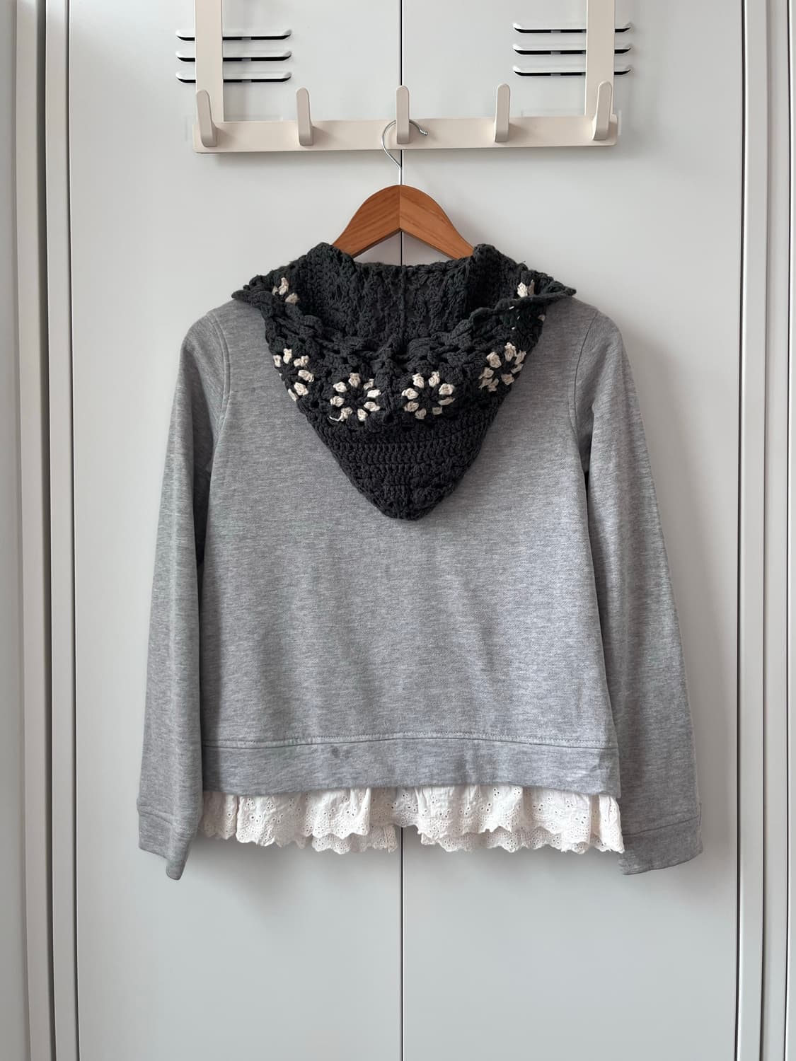 My memory 크로셰 레이스 레이어드 후드집업 상품이미지9