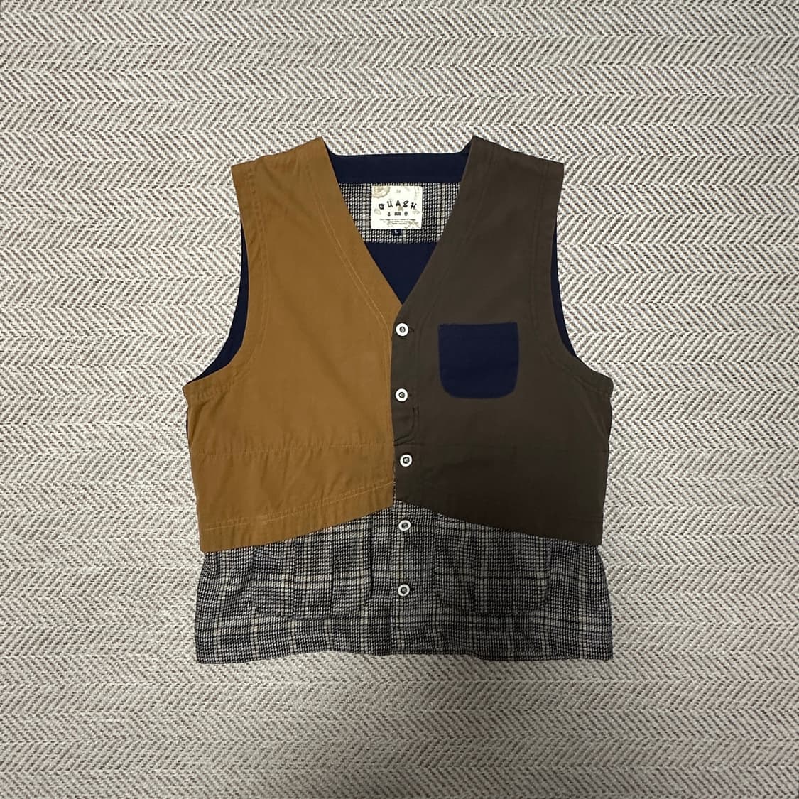 VINTAGE multi pattern work vest 상품이미지1