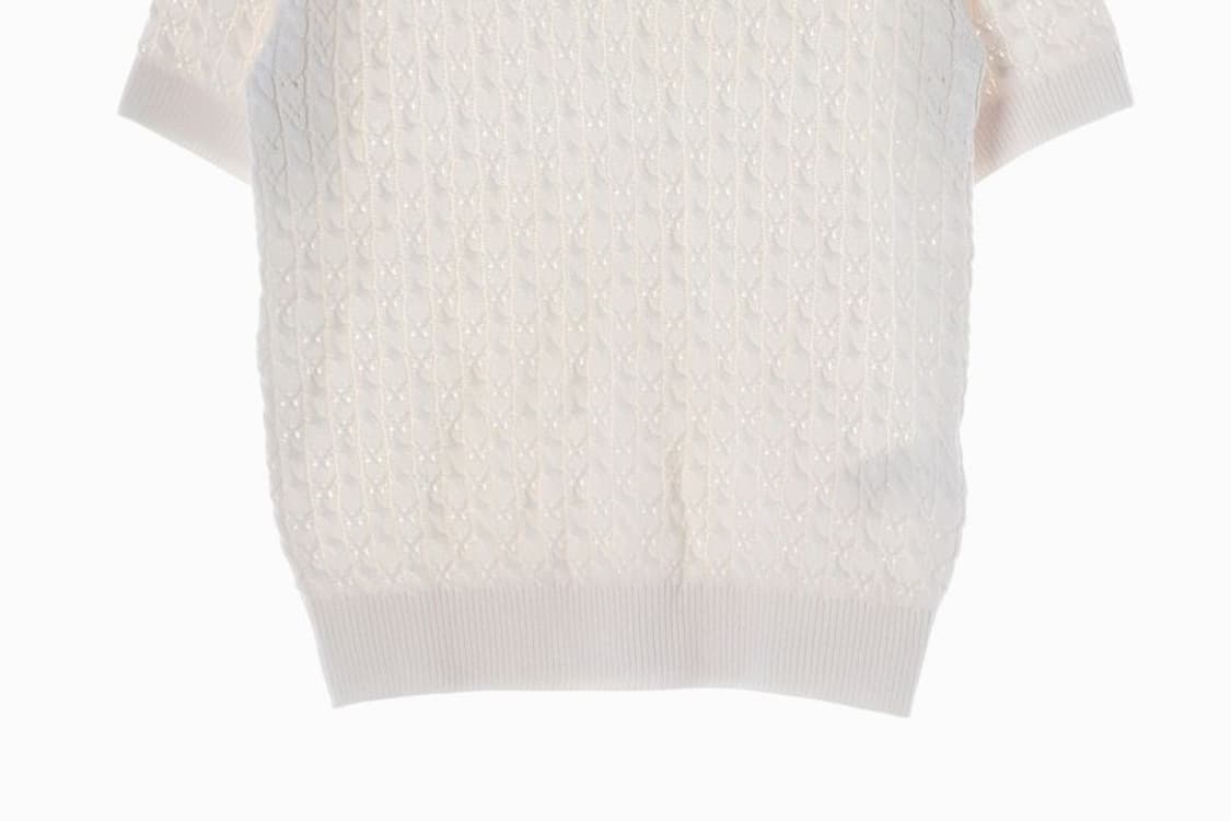 미나브 아이보리 케이블 반팔 카라 니트 M 상품이미지4