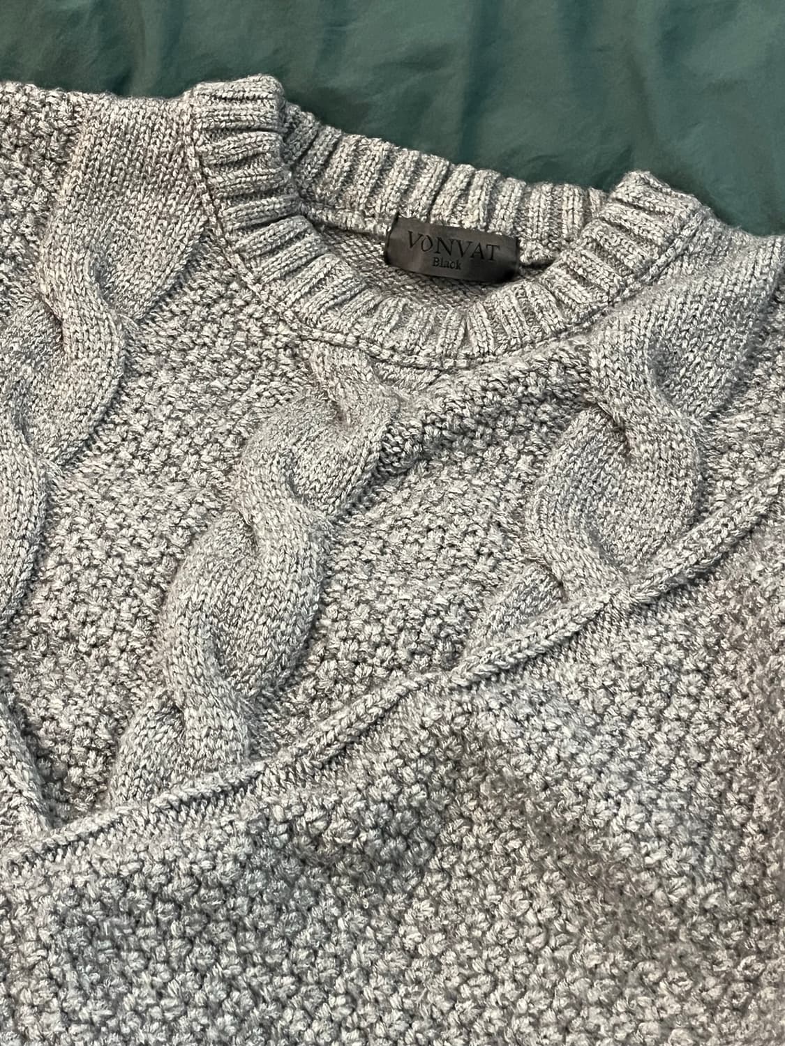 본바트 크롭 케이블니트 멜란지그레이 상품이미지2