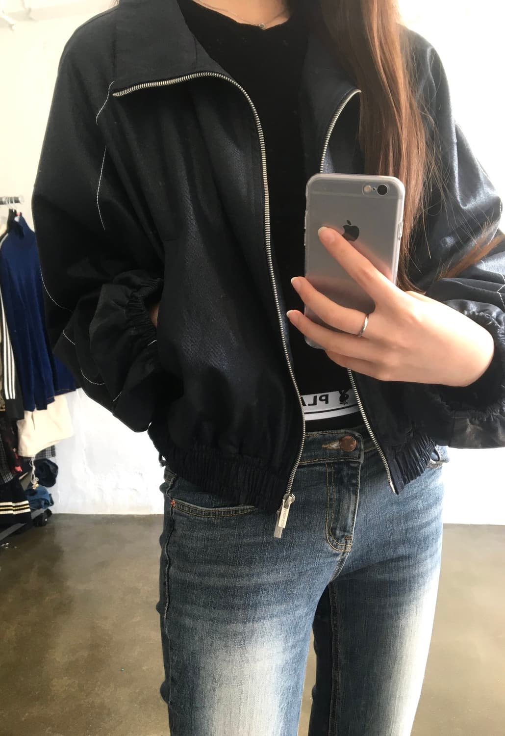 마뗑킴 네이비 블루종 자켓 M 상품이미지4