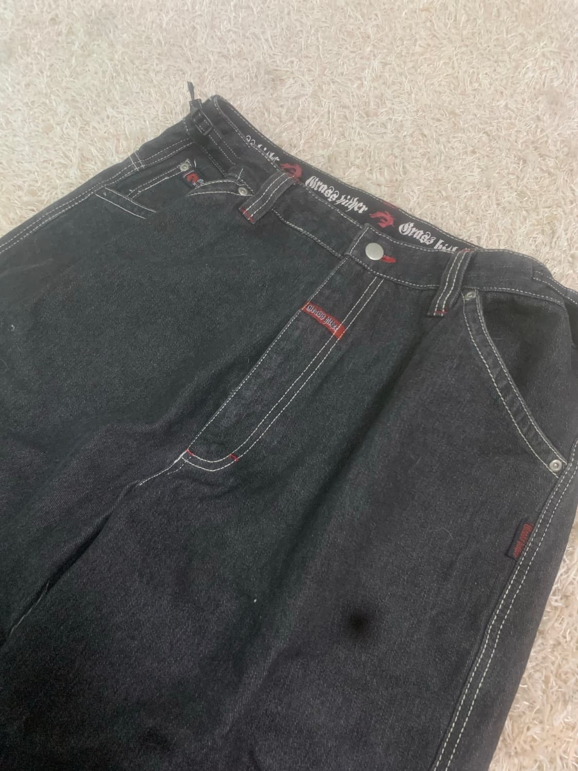 와이드 드래곤 자수 데님 상품이미지4