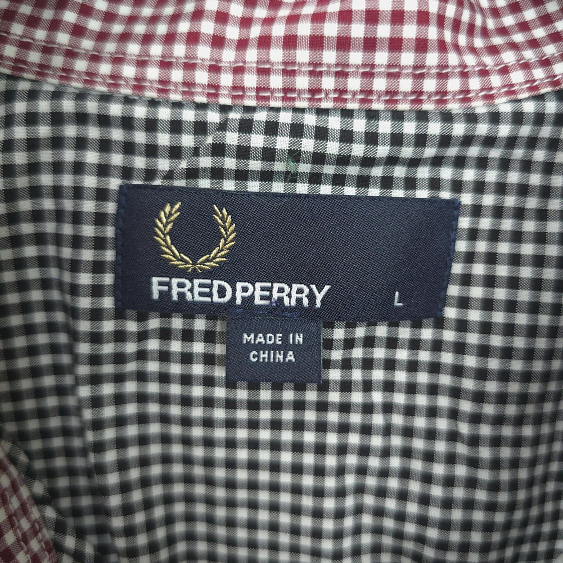 프레드페리 Fred Perry 체크 반팔셔츠 블랙 L 상품이미지6