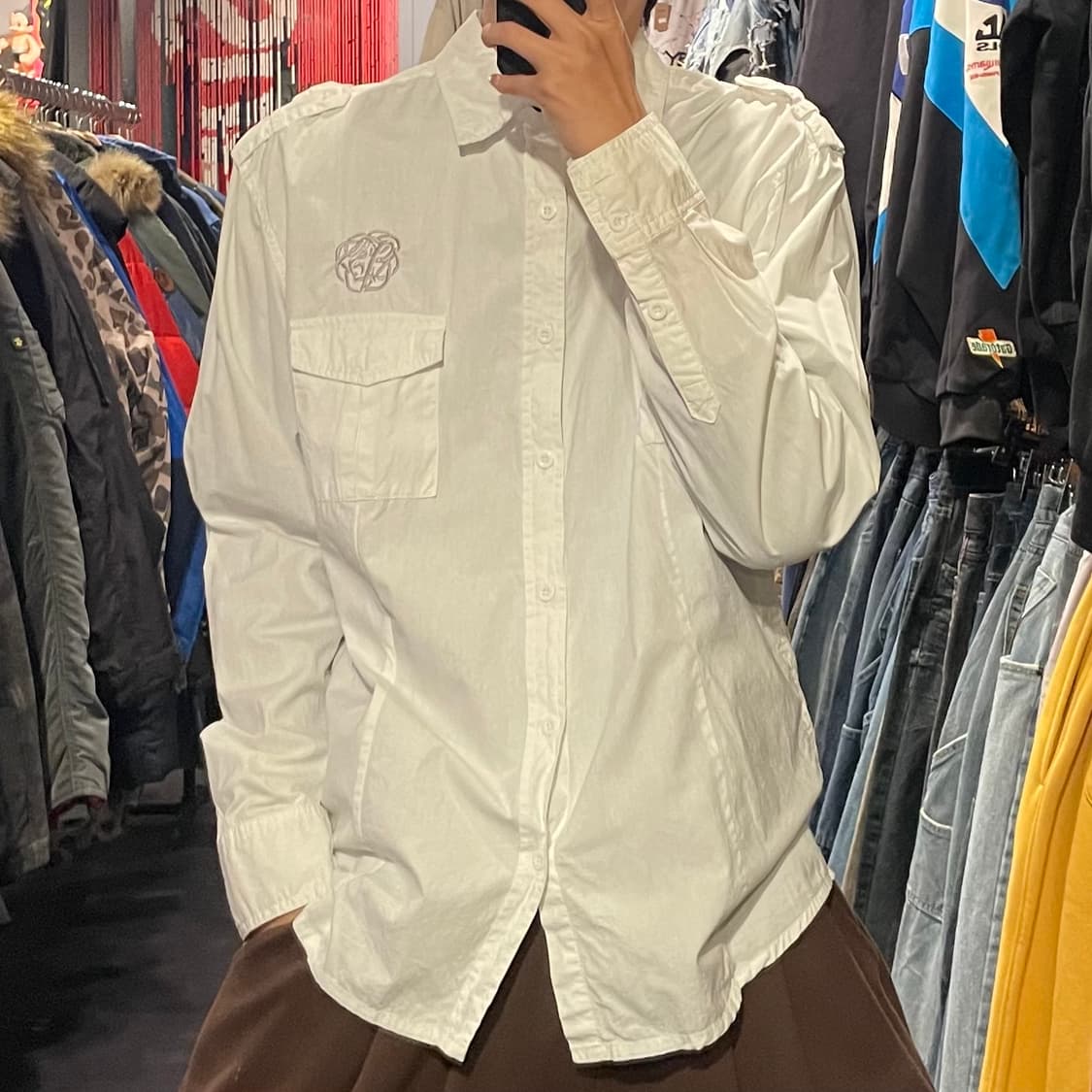 [IM] Rainbow 자수 화이트 셔츠 상품이미지1