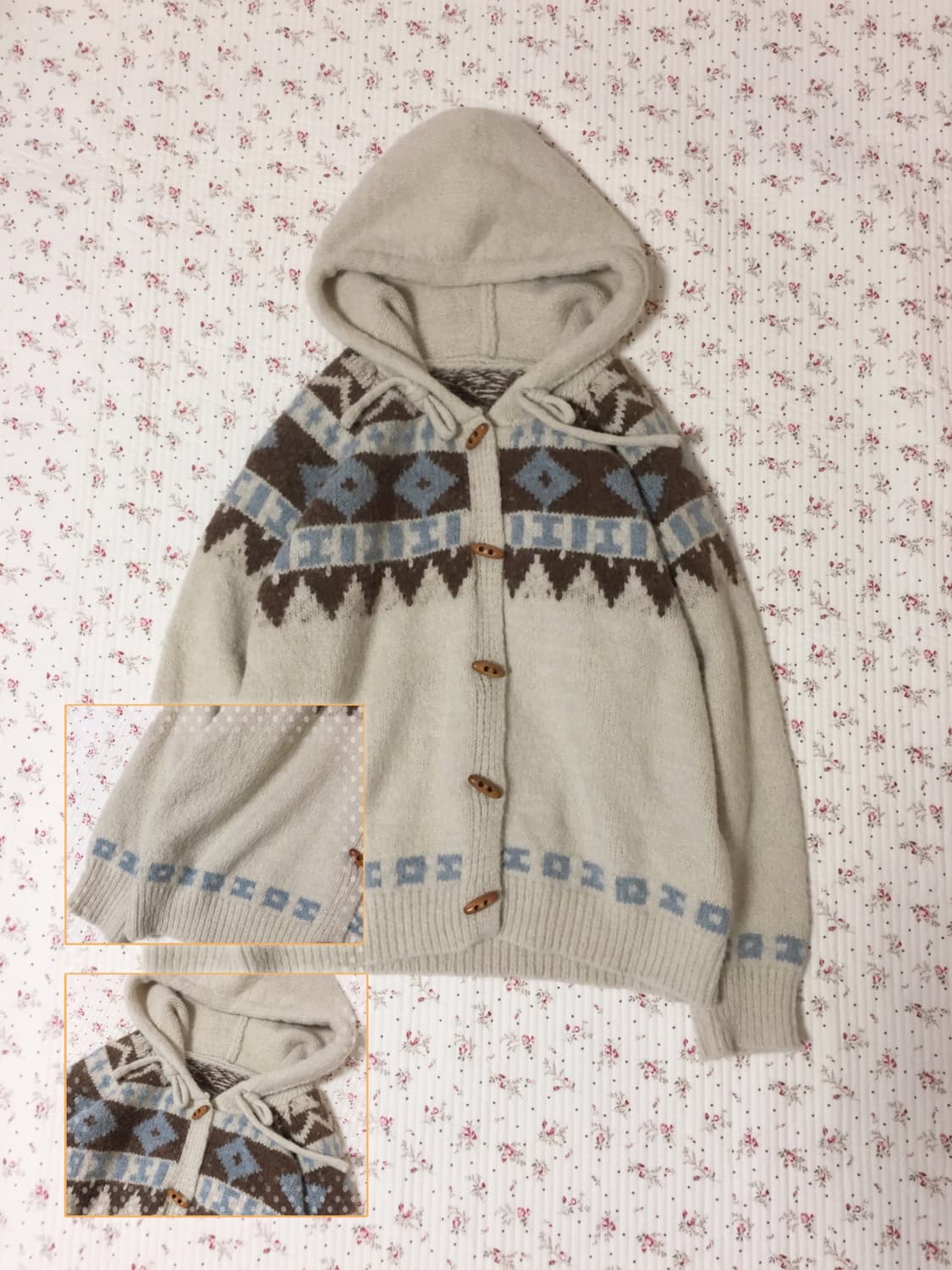 빈티지 모리걸 떡볶이단추 후드 가디건 상품이미지1