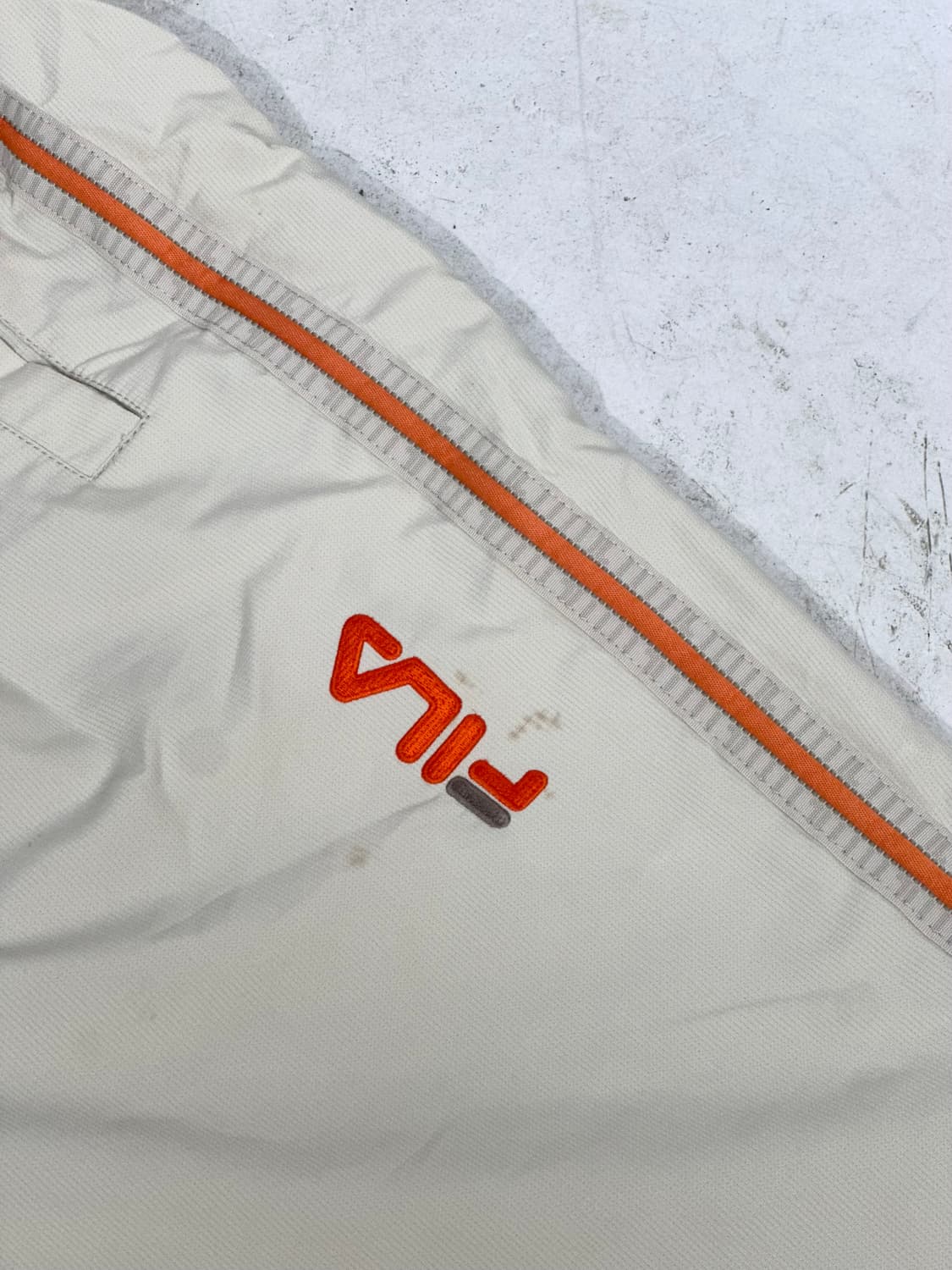 휠라 와이드 베이지 오렌지 사이드 라인 트랙 팬츠 L 상품이미지6