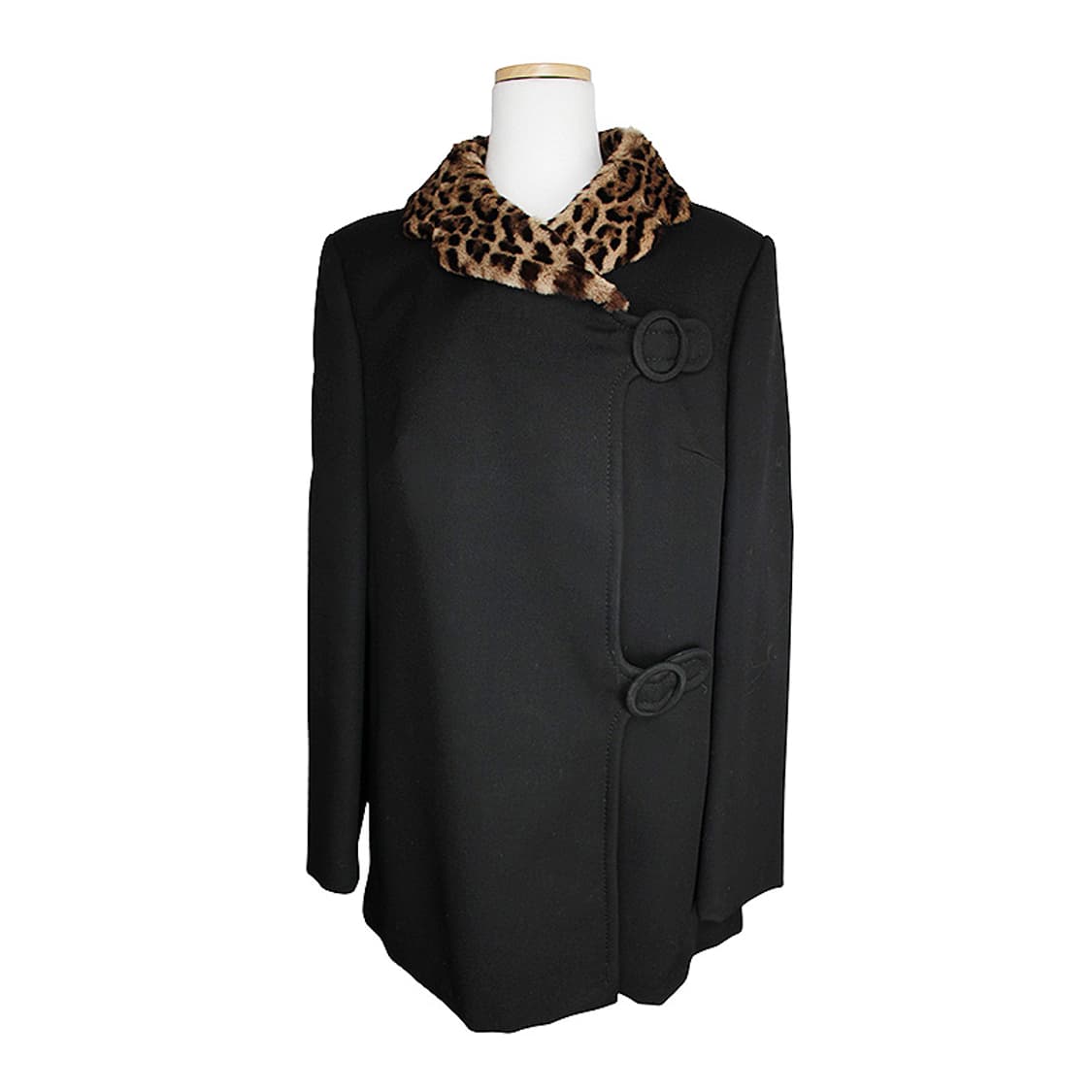 요비스 모델 퍼 트림 블랙 하프 코트 77 상품이미지1