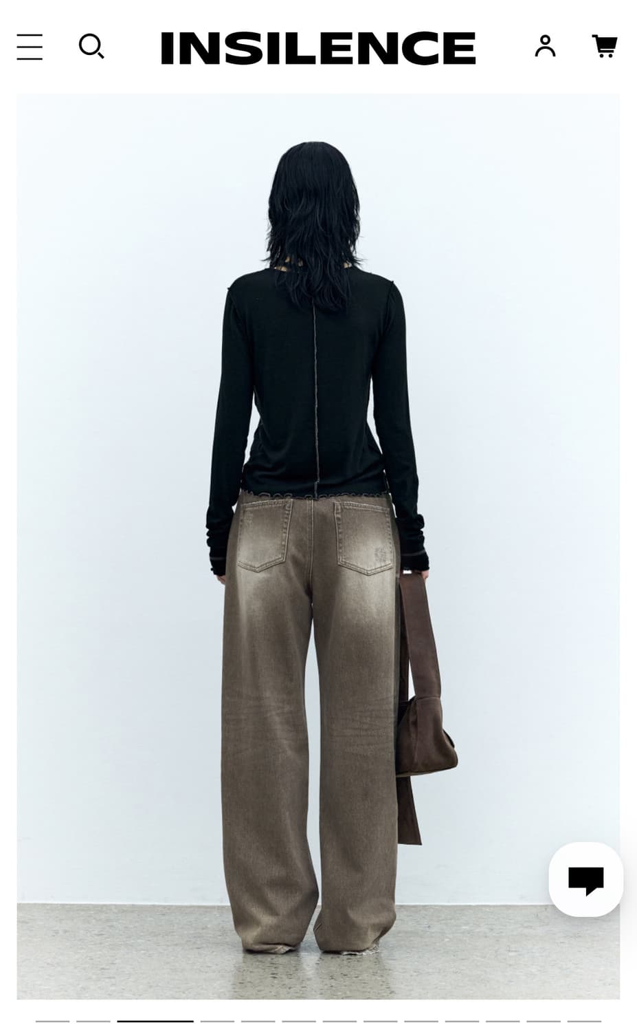 인사일런스 빈티지 와이드 데님 브라운 S 상품이미지2